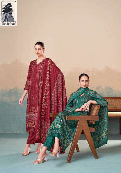 Pixel Sahiba Twill Pashmina Suits Supplier