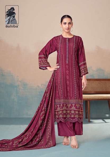 Pixel Sahiba Twill Pashmina Suits Supplier