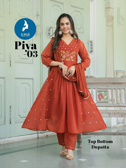 Piya Kaya Chanderi Readymade Anarkali Suits Manufacturer Gujarat