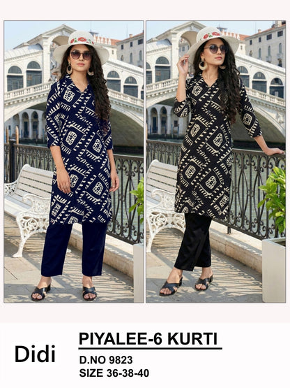 Piyalee 6 Dn 9823 Didi Rayon Girls Kurti Supplier