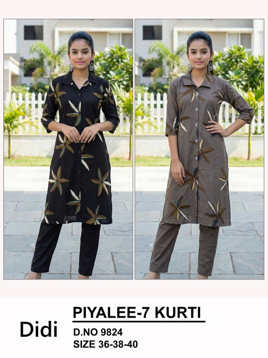 Piyalee 7 Dn 9824 Didi Rayon Girls Kurti Exporter