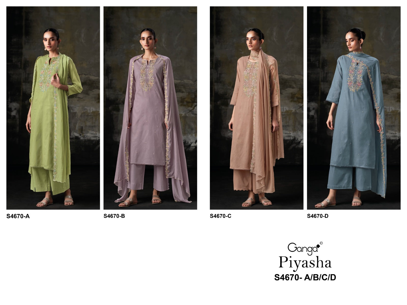 Piyasha 4670 Ganga Bemberg Pant Style Suits Manufacturer