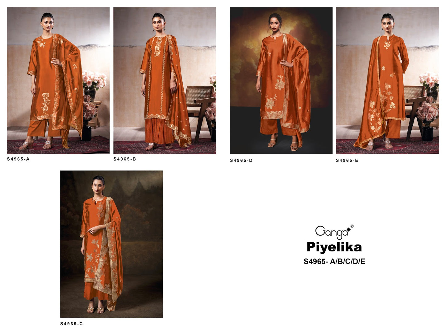 Piyelika S4965 Ganga Woven Silk Plazzo Style Suits Supplier India
