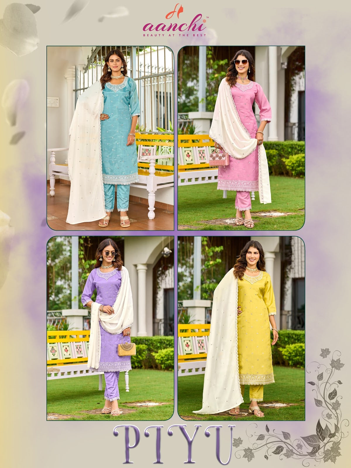 Piyu Aanchi Cosmos Readymade Pant Style Suits Wholesaler India