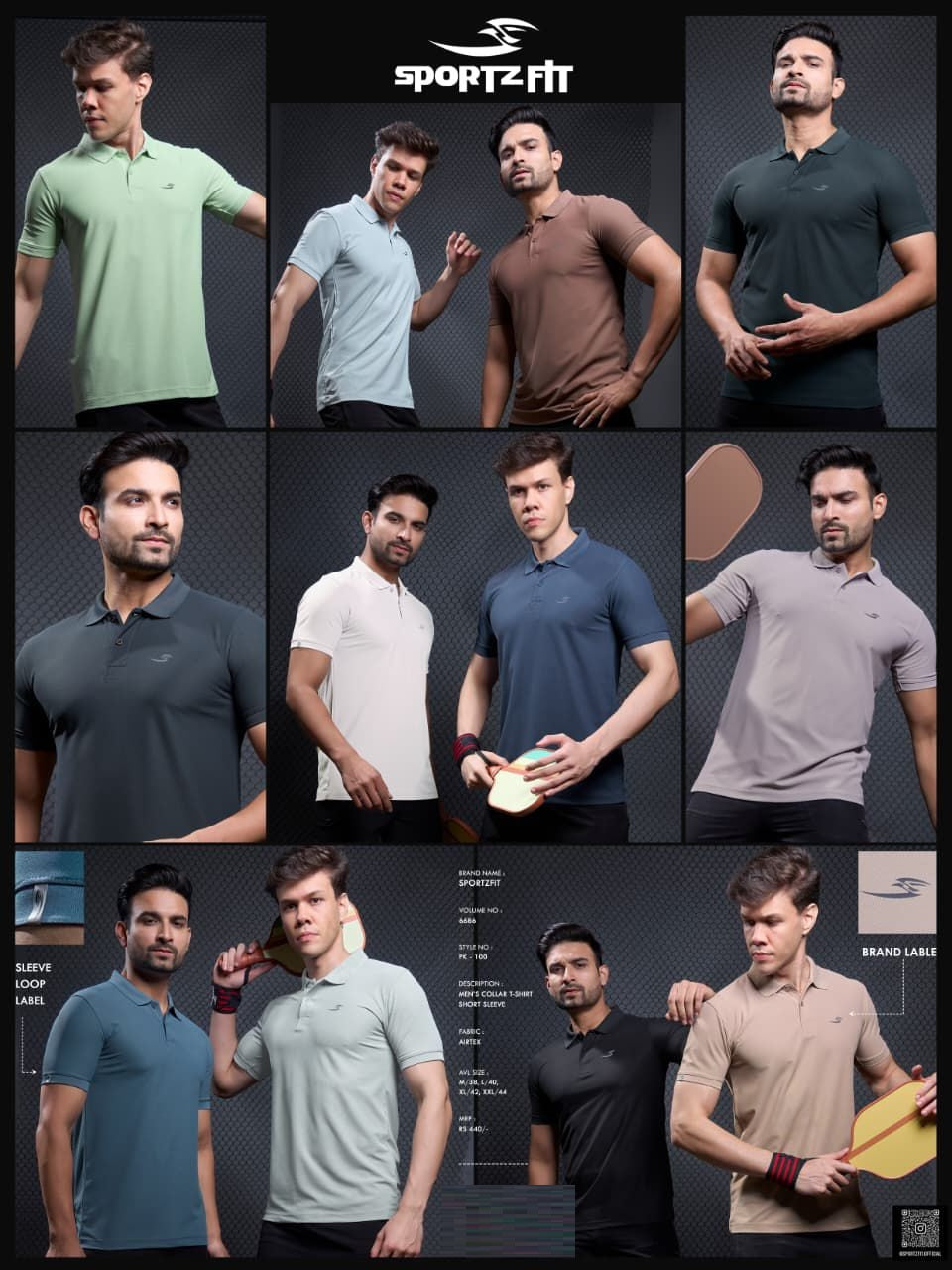 Pk 100 Vol 6686 Sportz Fit Airtex Mens Tshirts Wholesale Price