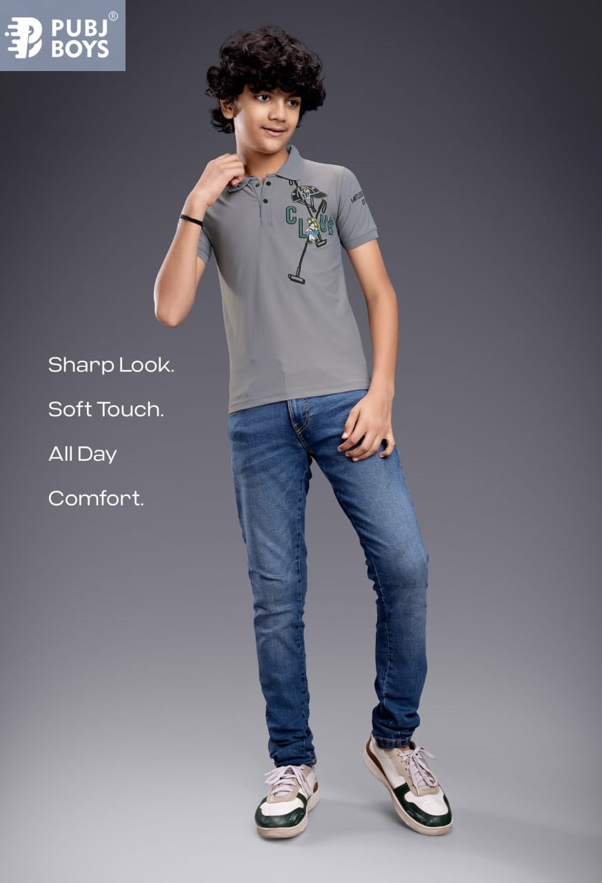 Pk 26 Collar Pubj Fake Cotton Boys Tshirt Exporter Ahmedabad