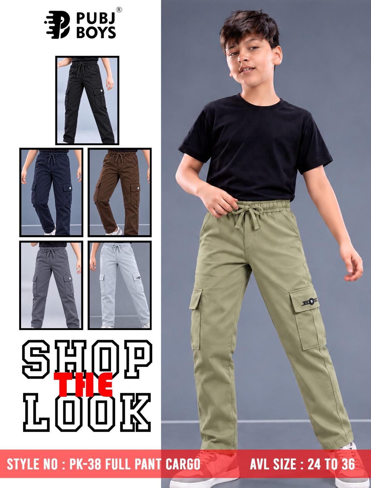 Pk 38 Pubj Lycra Boys Cargo Wholesale Rate