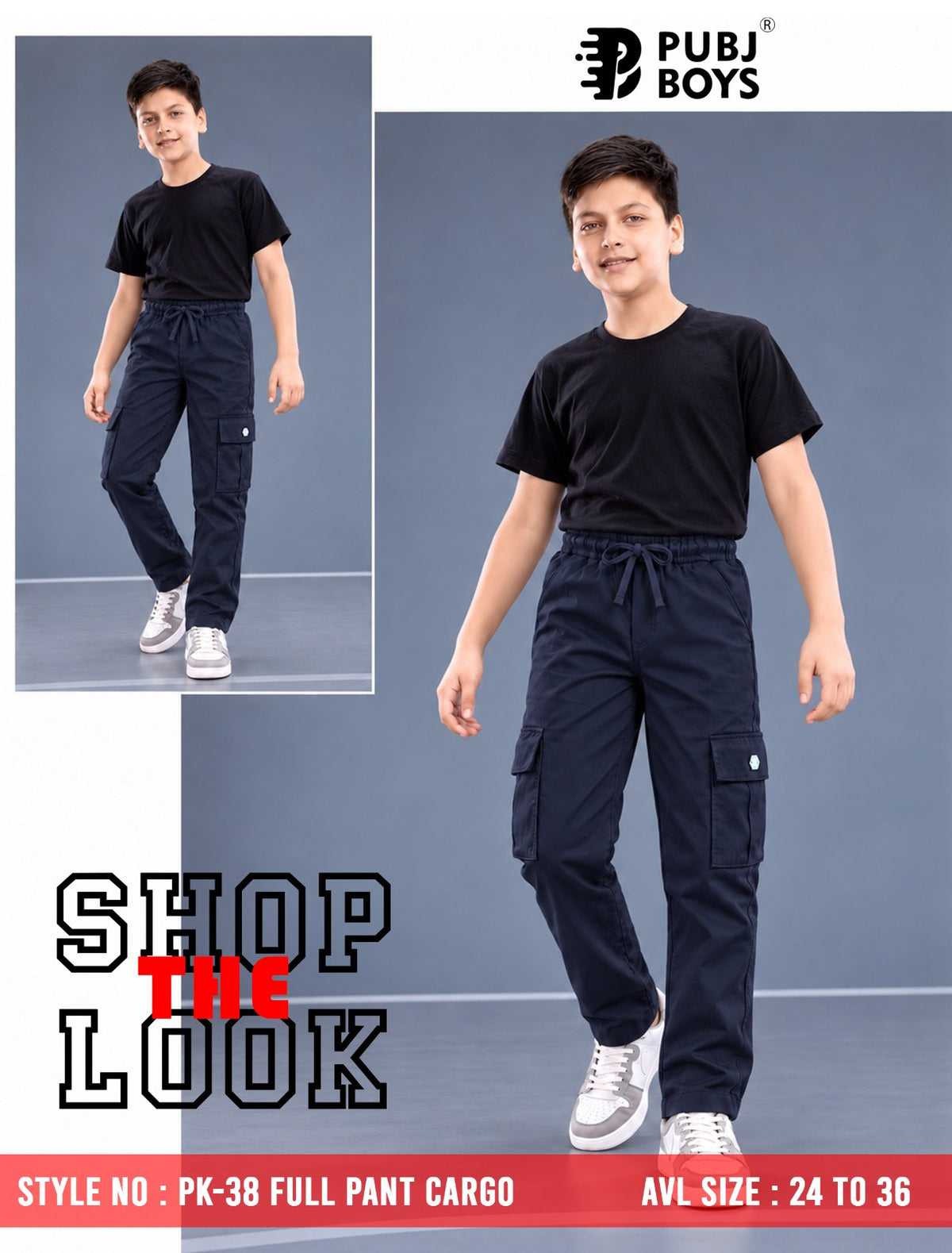Pk 38 Pubj Lycra Boys Cargo Wholesale Rate