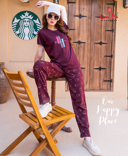 Plain-Print 030425 Lichi Tencil Pyjama Night Suits Manufacturer