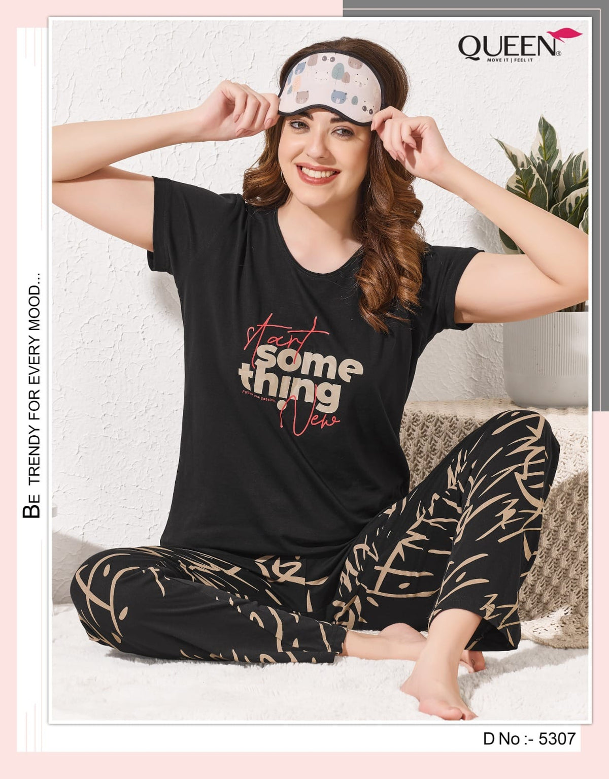 Plain-Print 1209 Queen Hosiery Cotton Pyjama Night Suits Exporter Gujarat
