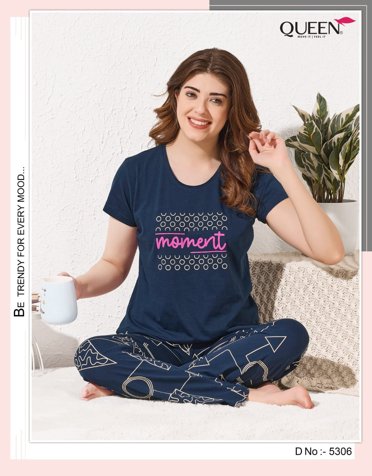 Plain-Print 1209 Queen Hosiery Cotton Pyjama Night Suits Exporter Gujarat