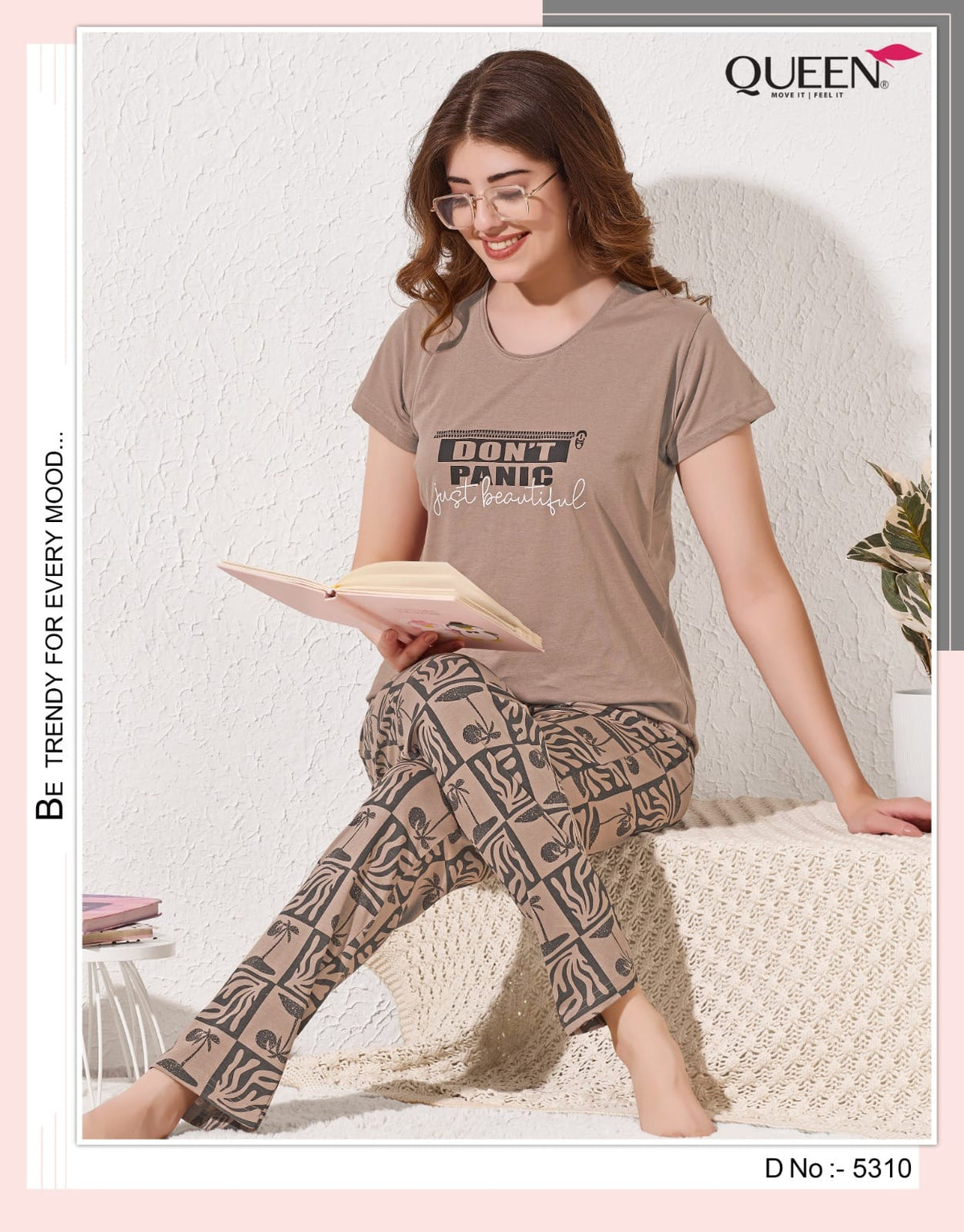 Plain-Print 1209 Queen Hosiery Cotton Pyjama Night Suits Exporter Gujarat