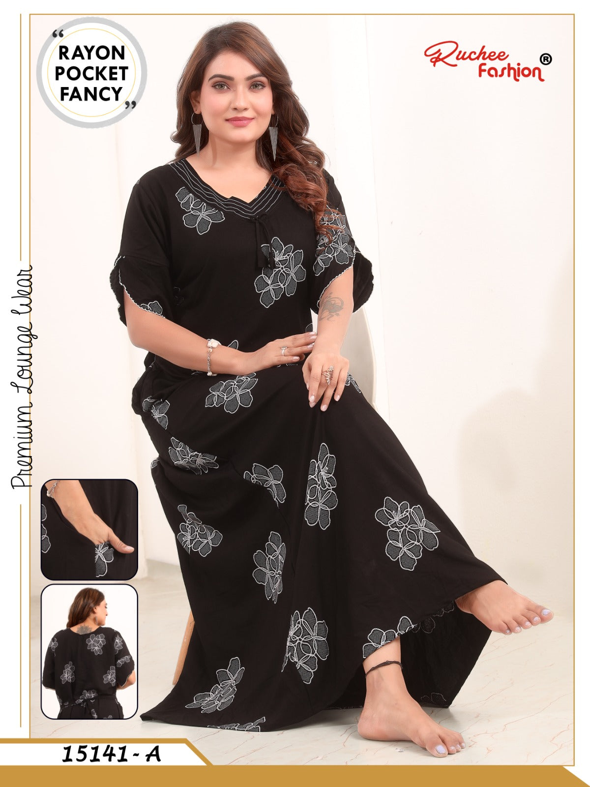 Plain-Print 1706 Ruchee Fashion Rayon Night Gowns Exporter Ahmedabad