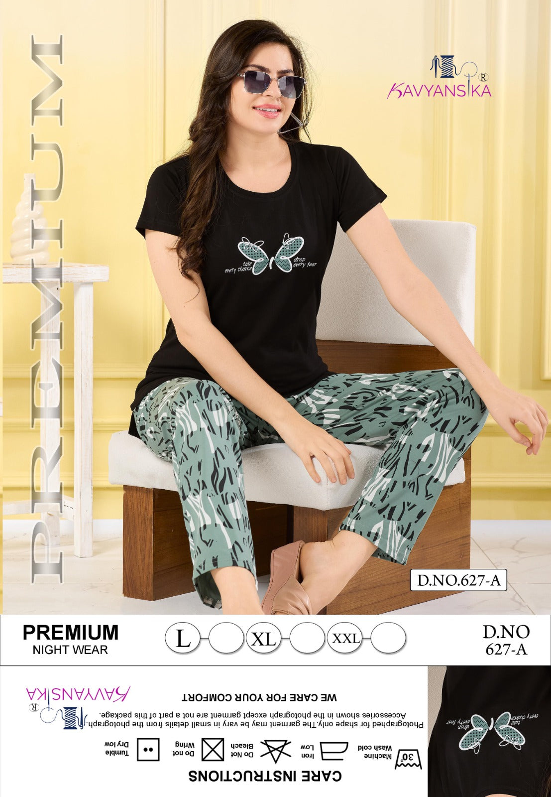 Plain-Print Design 627 Kavyansika Hosiery Cotton Pyjama Night Suits Wholesale Rate