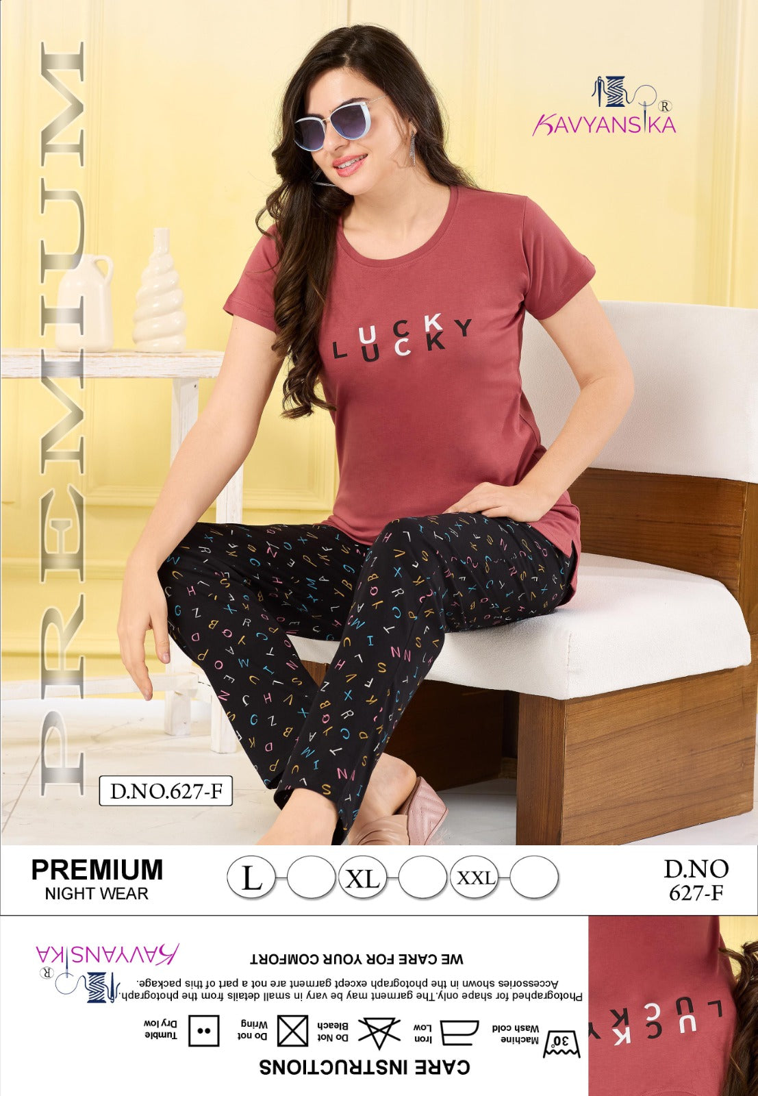 Plain-Print Design 627 Kavyansika Hosiery Cotton Pyjama Night Suits Wholesale Rate
