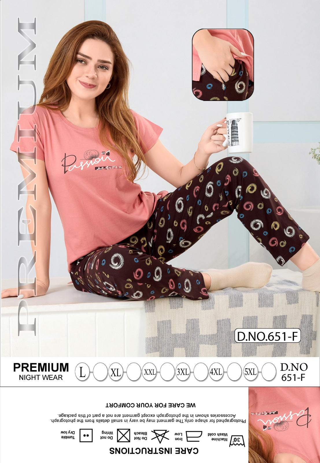 Plain-Print Design 651 Kavyansika Hosiery Cotton Pyjama Night Suits Wholesaler Gujarat