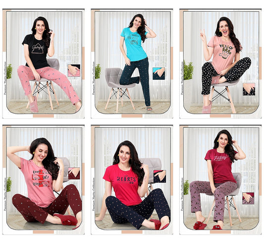 Plain-Print Ks Hosiery Sinker Pyjama Night Suits Wholesale Price