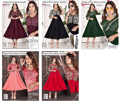 Plain-Print Mmc Reyon Kurtis Exporter Ahmedabad