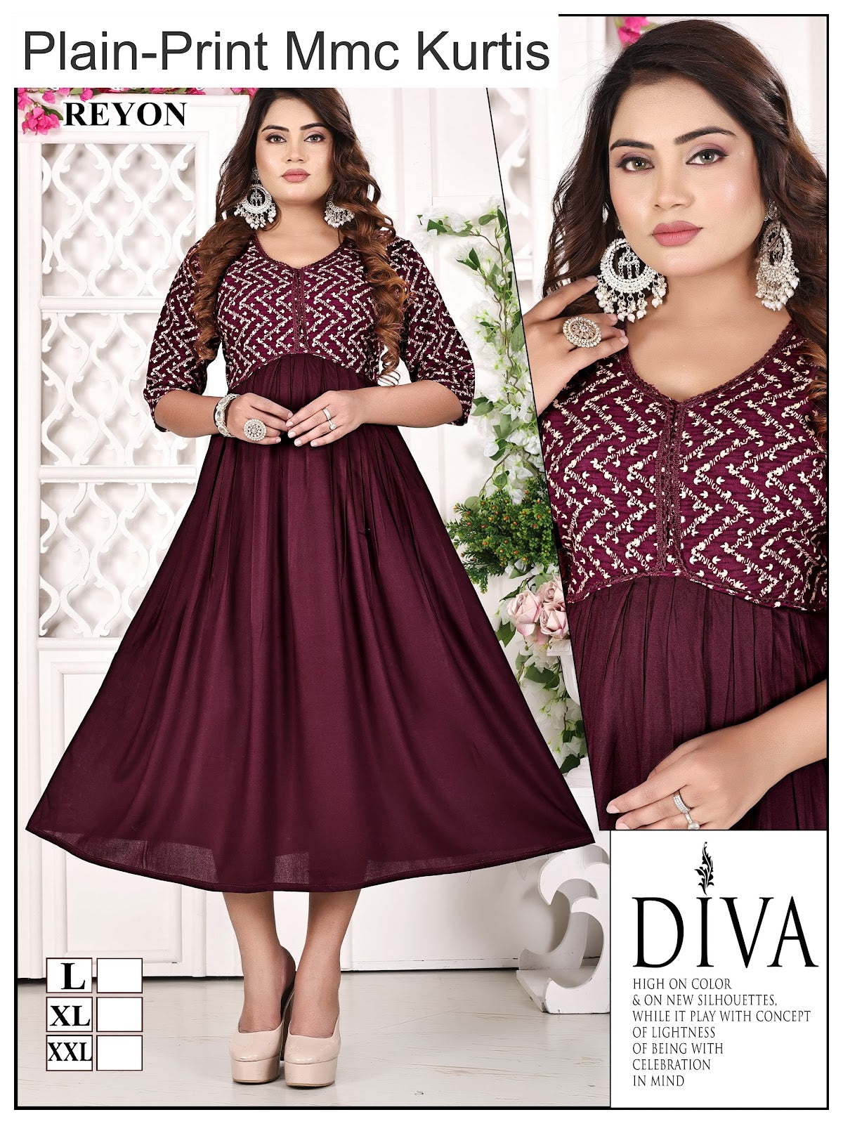 Plain-Print Mmc Reyon Kurtis Exporter Ahmedabad