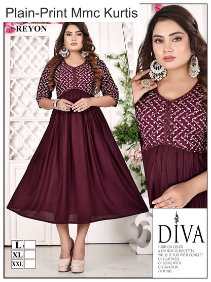 Plain-Print Mmc Reyon Kurtis Exporter Ahmedabad