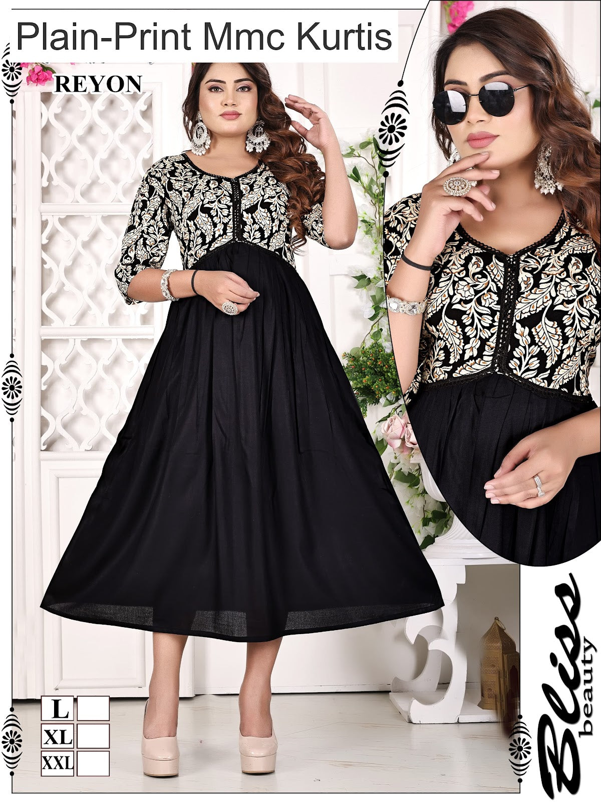 Plain-Print Mmc Reyon Kurtis Exporter Ahmedabad