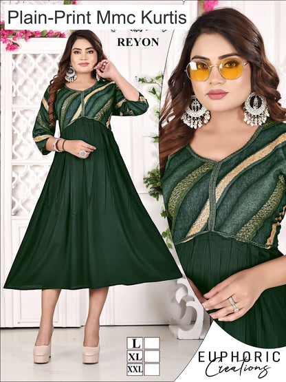 Plain-Print Mmc Reyon Kurtis Exporter Ahmedabad
