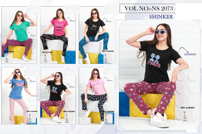 Plain Print Ns 2073 Mnt Sinker Pyjama Night Suits Exporter