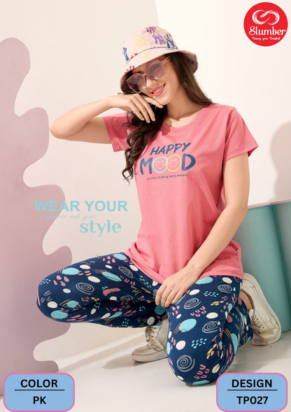Plain-Print Tp027 Slumber Sinker Pyjama Night Suits Exporter India
