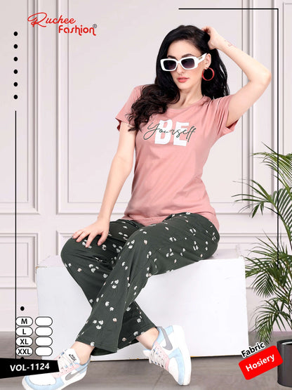 Plain-Print Vol 1124 Ruchee Fashion Sinker Pyjama Night Suits Exporter Ahmedabad