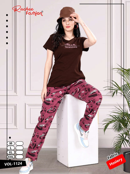 Plain-Print Vol 1124 Ruchee Fashion Sinker Pyjama Night Suits Exporter Ahmedabad