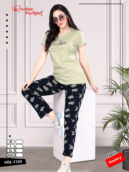 Plain-Print Vol 1124 Ruchee Fashion Sinker Pyjama Night Suits Exporter Ahmedabad