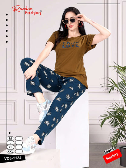 Plain-Print Vol 1124 Ruchee Fashion Sinker Pyjama Night Suits Exporter Ahmedabad