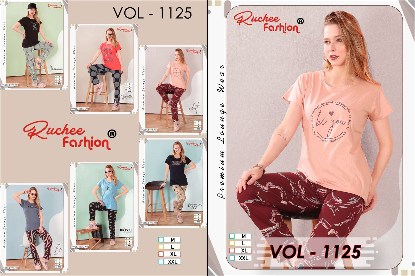 Plain-Print Vol 1125 Ruchee Fashion Sinker Pyjama Night Suits Supplier Gujarat