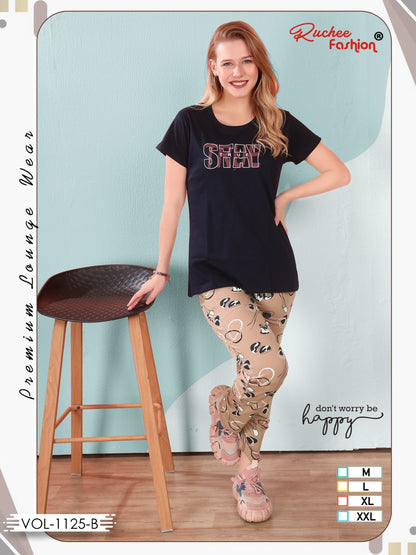 Plain-Print Vol 1125 Ruchee Fashion Sinker Pyjama Night Suits Supplier Gujarat