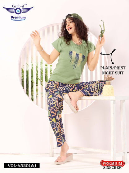 Plain-Print Vol 4520 Grab It Sinker Pyjama Night Suits Exporter Ahmedabad