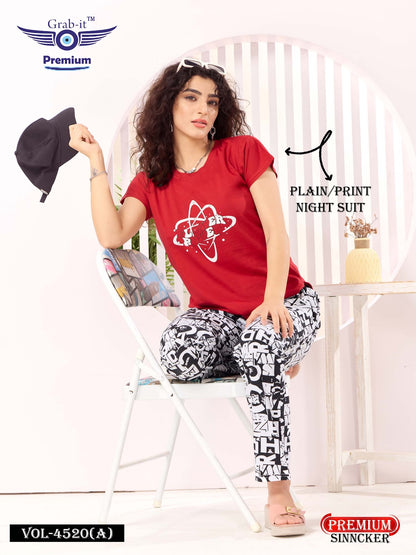 Plain-Print Vol 4520 Grab It Sinker Pyjama Night Suits Exporter Ahmedabad