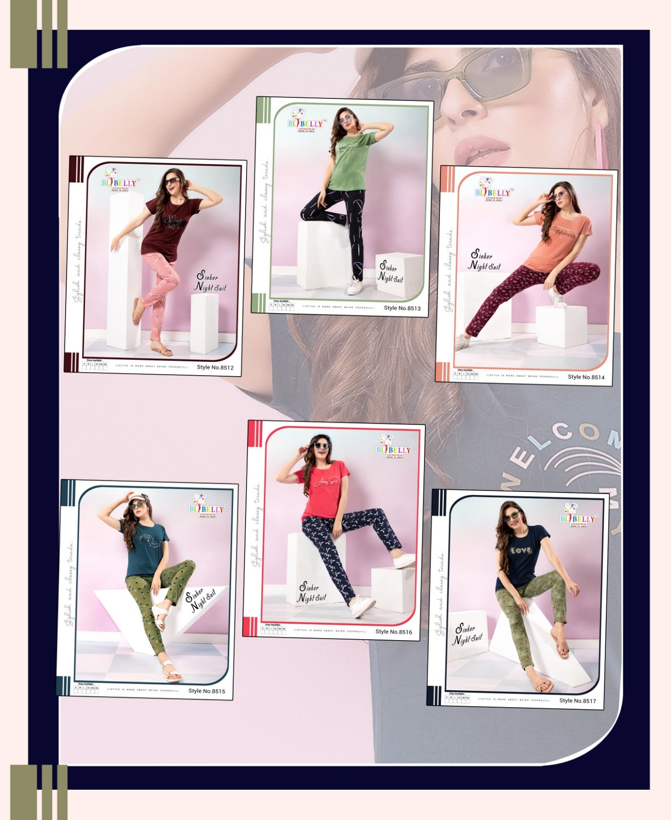 Plain-Print Vol 627 Belly Sinker Pyjama Night Suits Manufacturer Gujarat