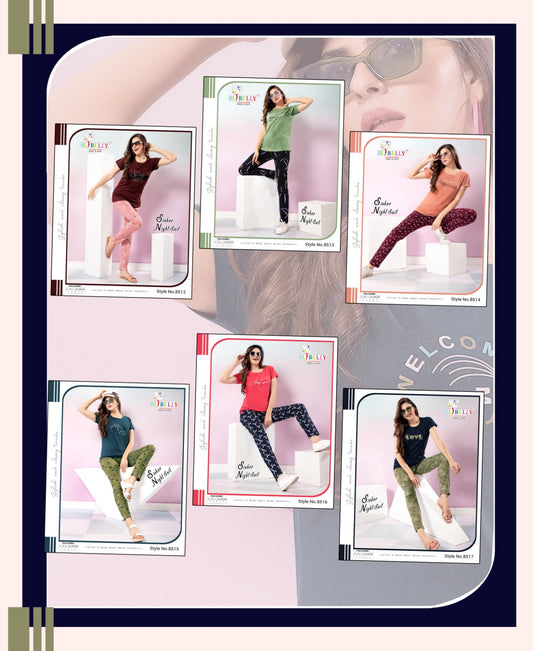 Plain-Print Vol 627 Belly Sinker Pyjama Night Suits Manufacturer Gujarat