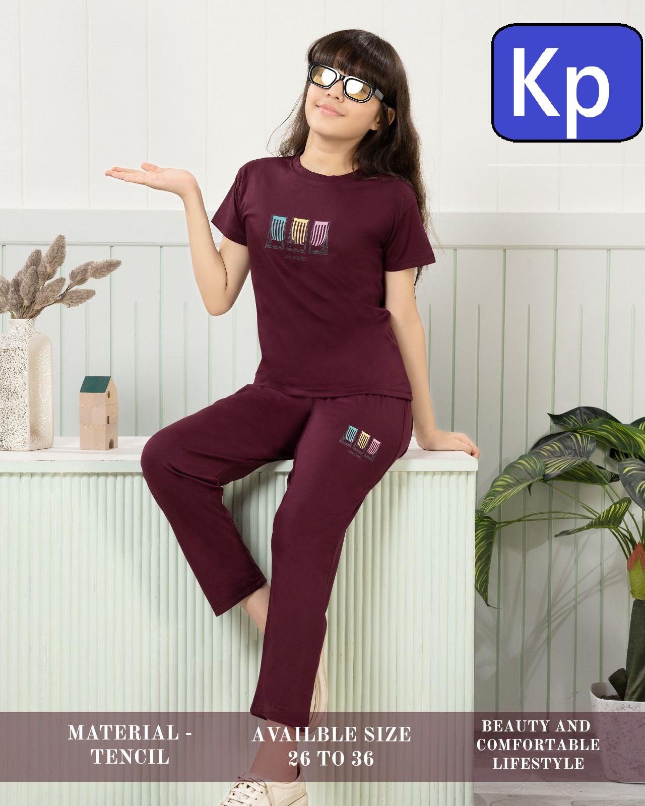 Plain 010626 Kp Tencil Girls Night Suits Supplier Ahmedabad