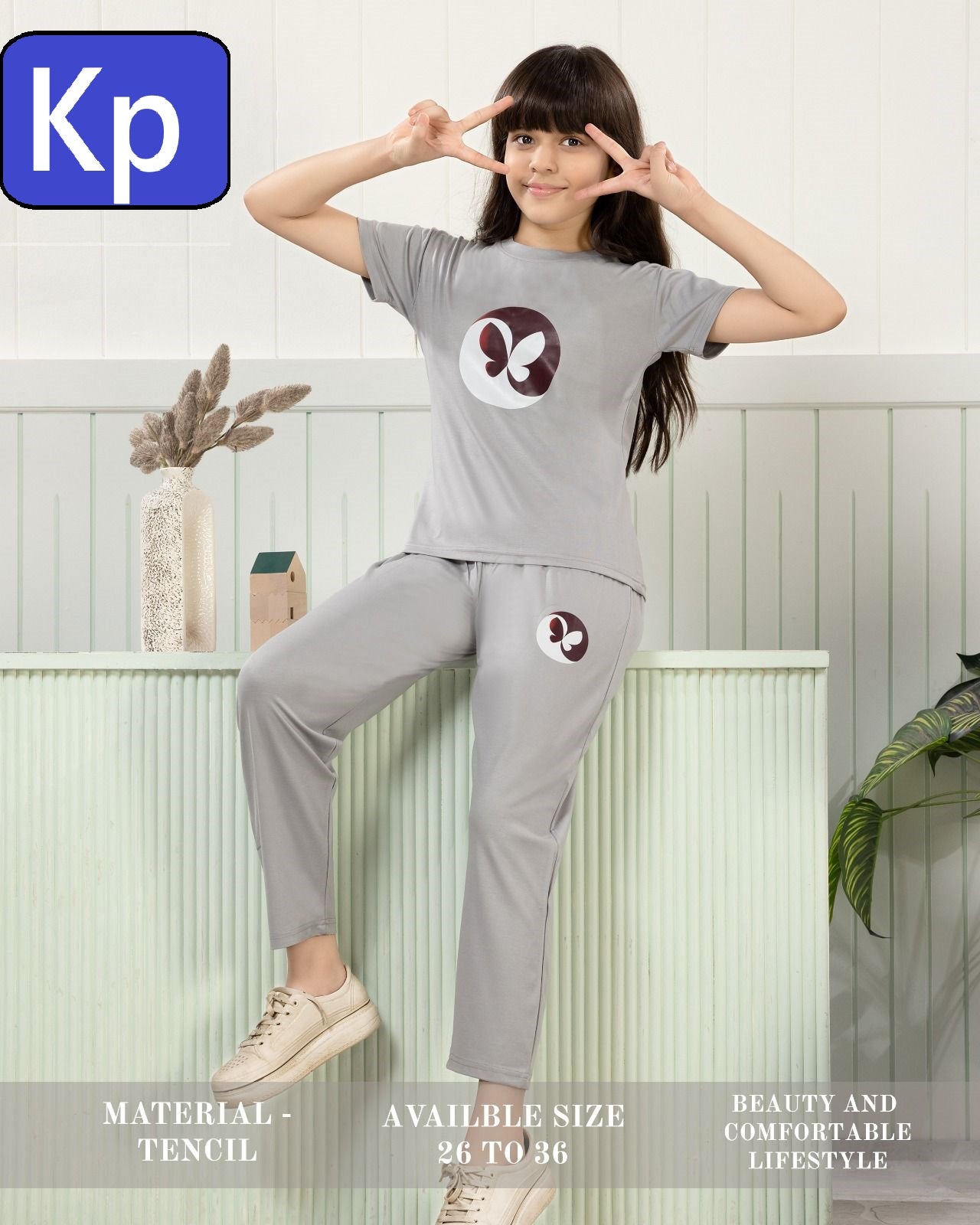 Plain 010626 Kp Tencil Girls Night Suits Supplier Ahmedabad