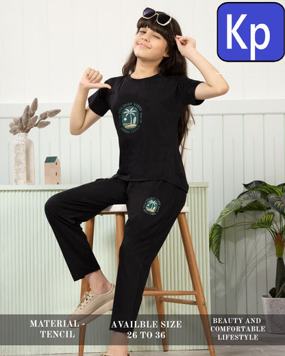 Plain 010626 Kp Tencil Girls Night Suits Supplier Ahmedabad