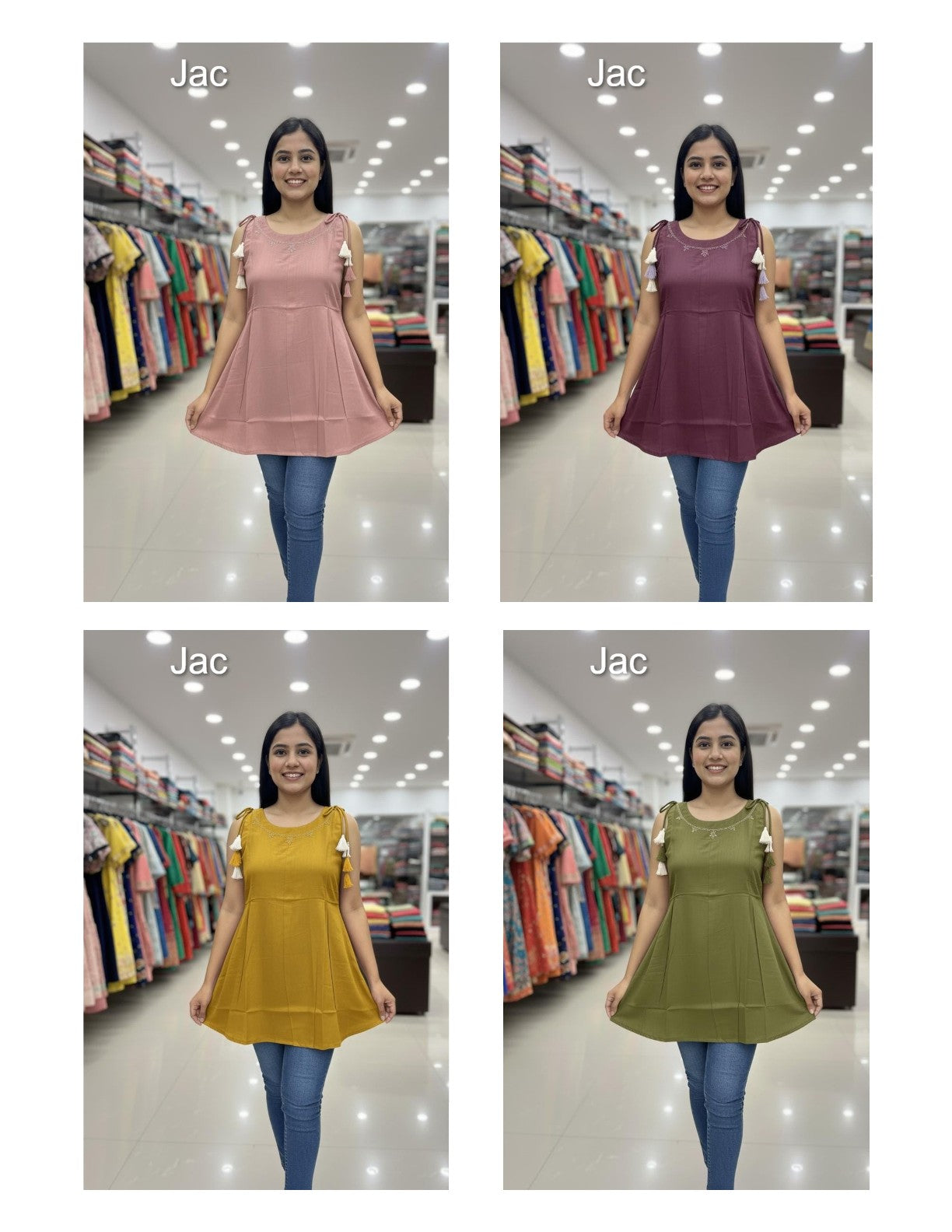 Plain 011125 Jac Cotton Fancy Tops Wholesaler India