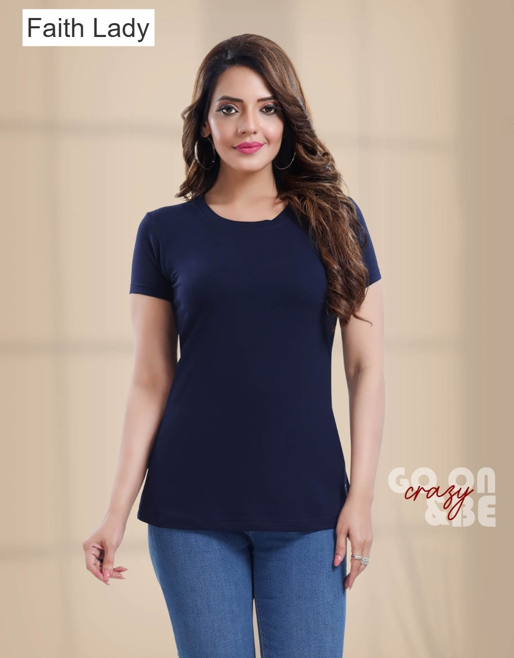 Plain 0209 Faith Lady Cotton Lycra Women Tshirt Supplier India