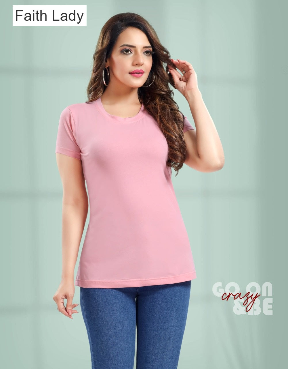 Plain 0209 Faith Lady Cotton Lycra Women Tshirt Supplier India