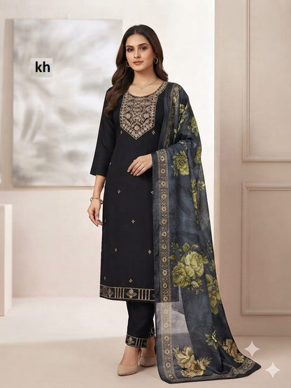 Plain 040726 Kh Roman Silk Readymade Pant Style Suits Exporter