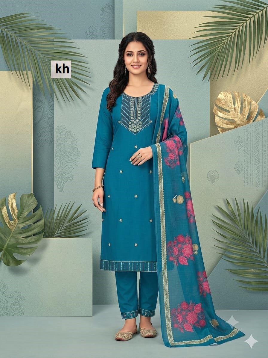 Plain 040726 Kh Roman Silk Readymade Pant Style Suits Exporter