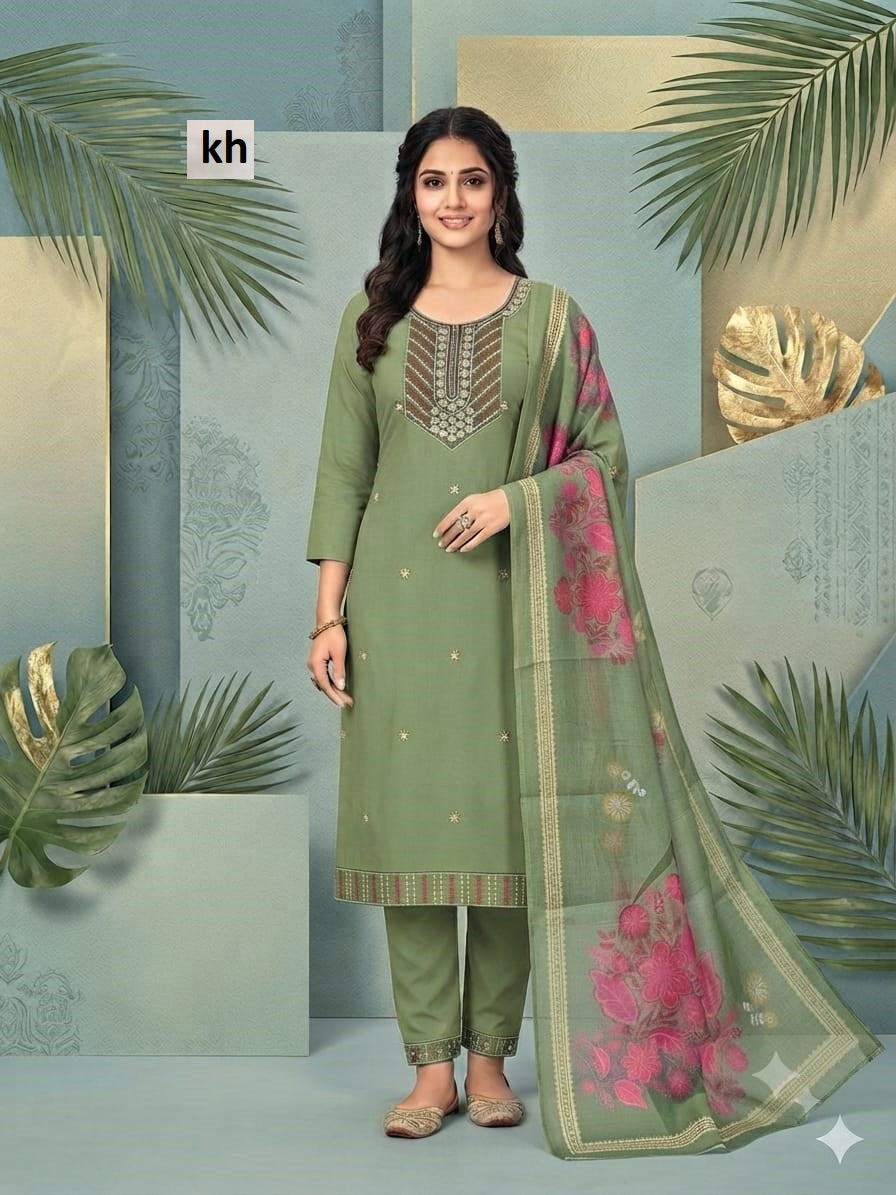 Plain 040726 Kh Roman Silk Readymade Pant Style Suits Exporter
