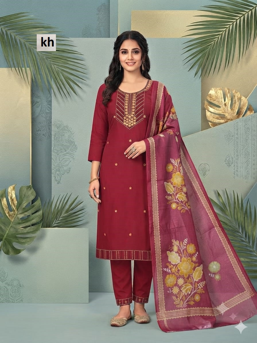 Plain 040726 Kh Roman Silk Readymade Pant Style Suits Exporter