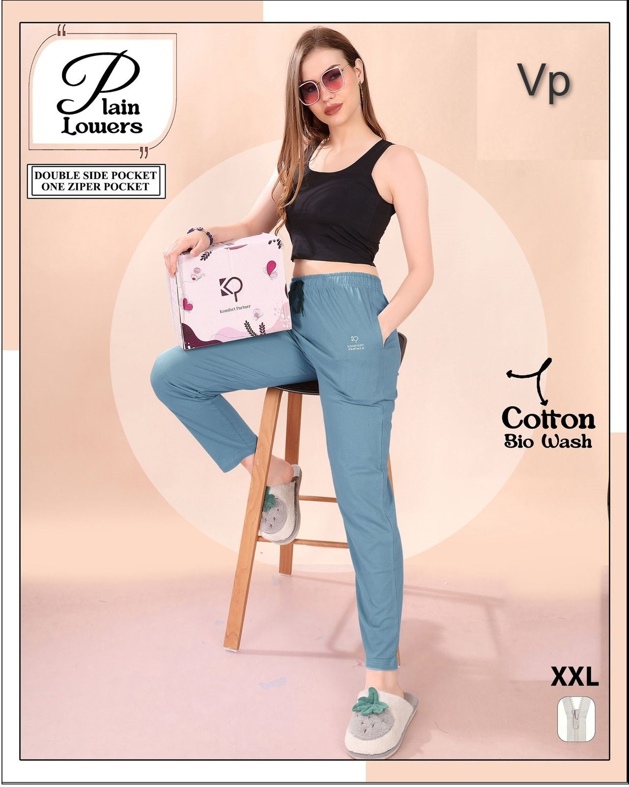 Plain 0409 Vp Cotton Biowashed Women Night Lower Wholesaler Gujarat