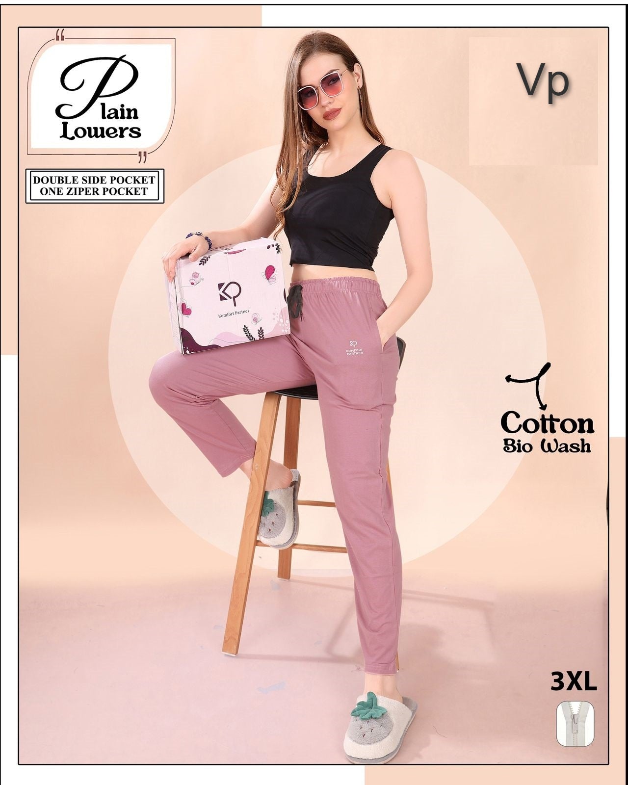 Plain 0409 Vp Cotton Biowashed Women Night Lower Wholesaler Gujarat